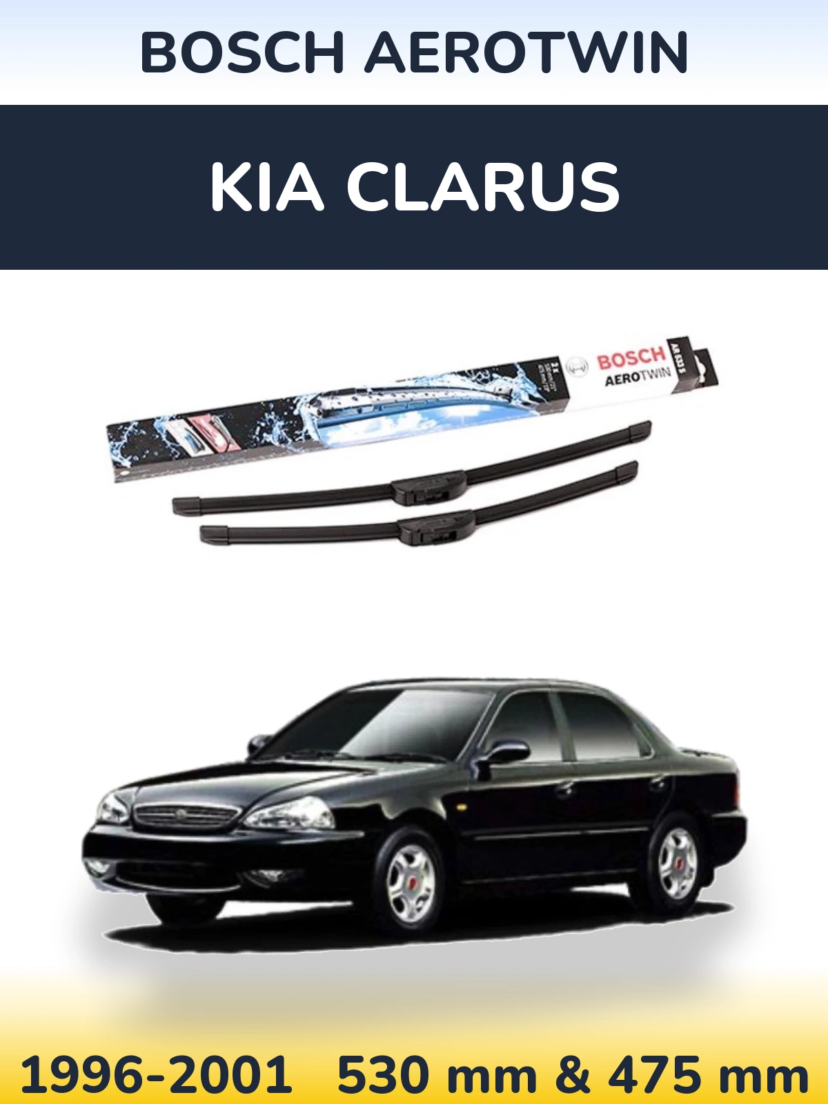 Комплект передних дворников BOSCH AeroTwin 530 & 475 мм для KIA Clarus 1996-2001
