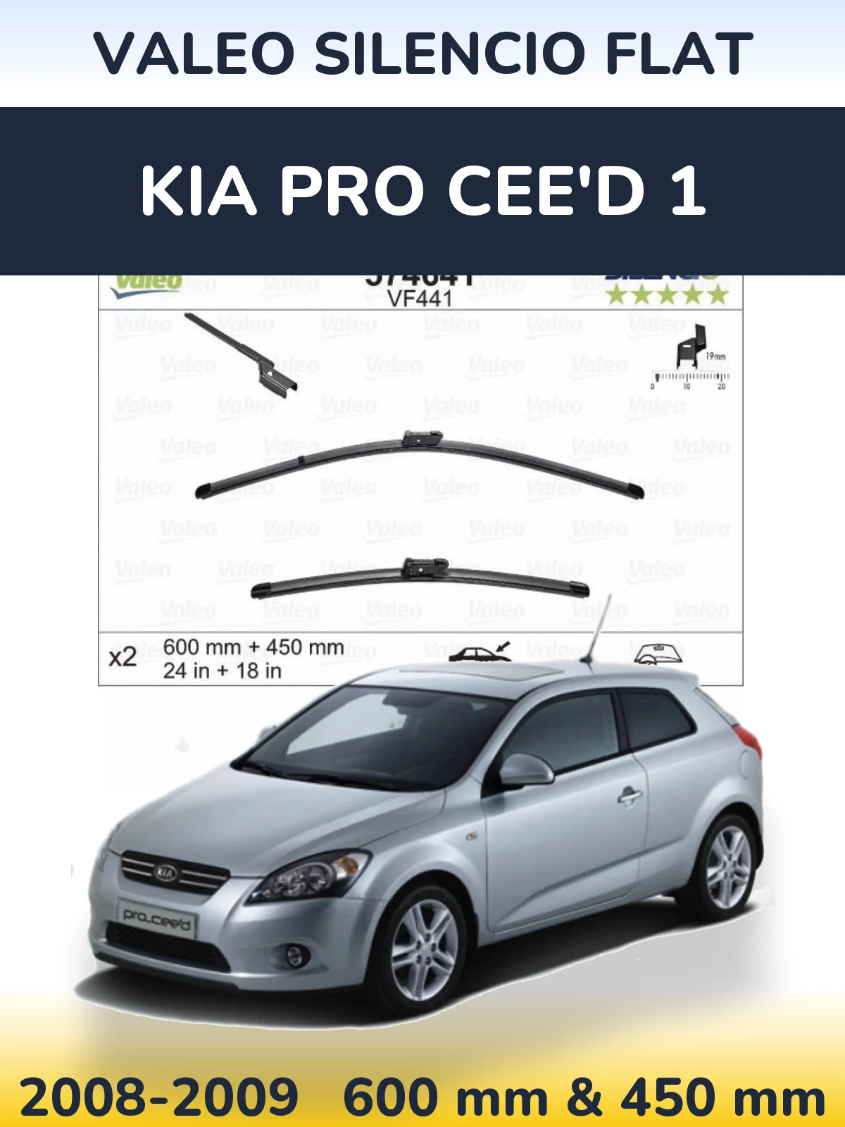 Ștergătoare Valeo Silencio Flat pentru KIA Pro Cee'd 1
