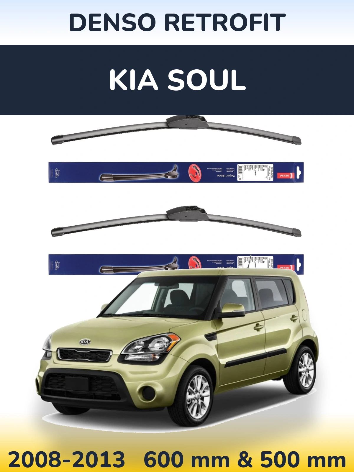 Комплект передних дворников Denso Retrofit 600 & 500 мм для KIA Soul 2008-2013