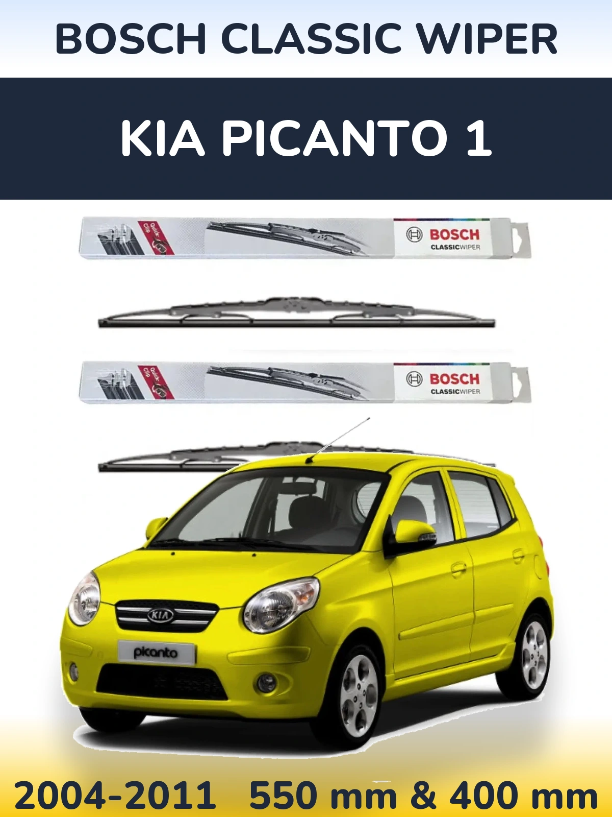 Комплект передних дворников BOSCH Classic Wiper 550 & 400 мм для KIA Picanto 1 2004-2011