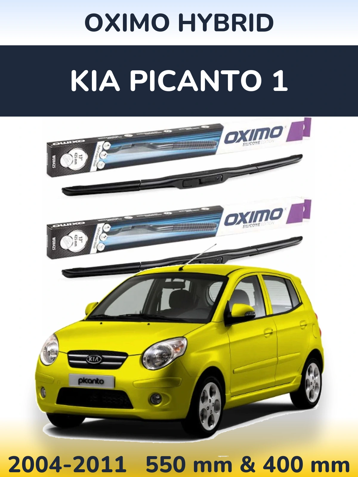 Комплект передних дворников Oximo Hybrid 550 & 400 мм для KIA Picanto 1 2004-2011