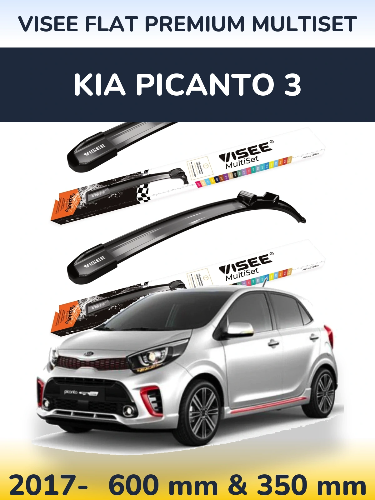 Ștergătoare VISEE FLAT PREMIUM MultiSet pentru KIA Picanto 3