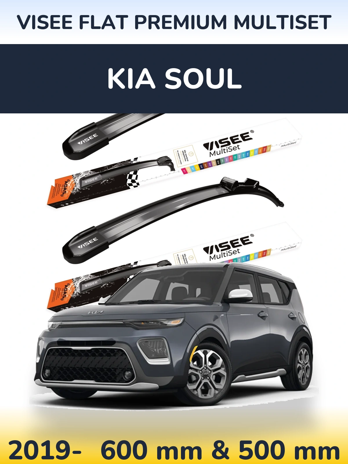 Ștergătoare VISEE FLAT PREMIUM MultiSet pentru KIA Soul