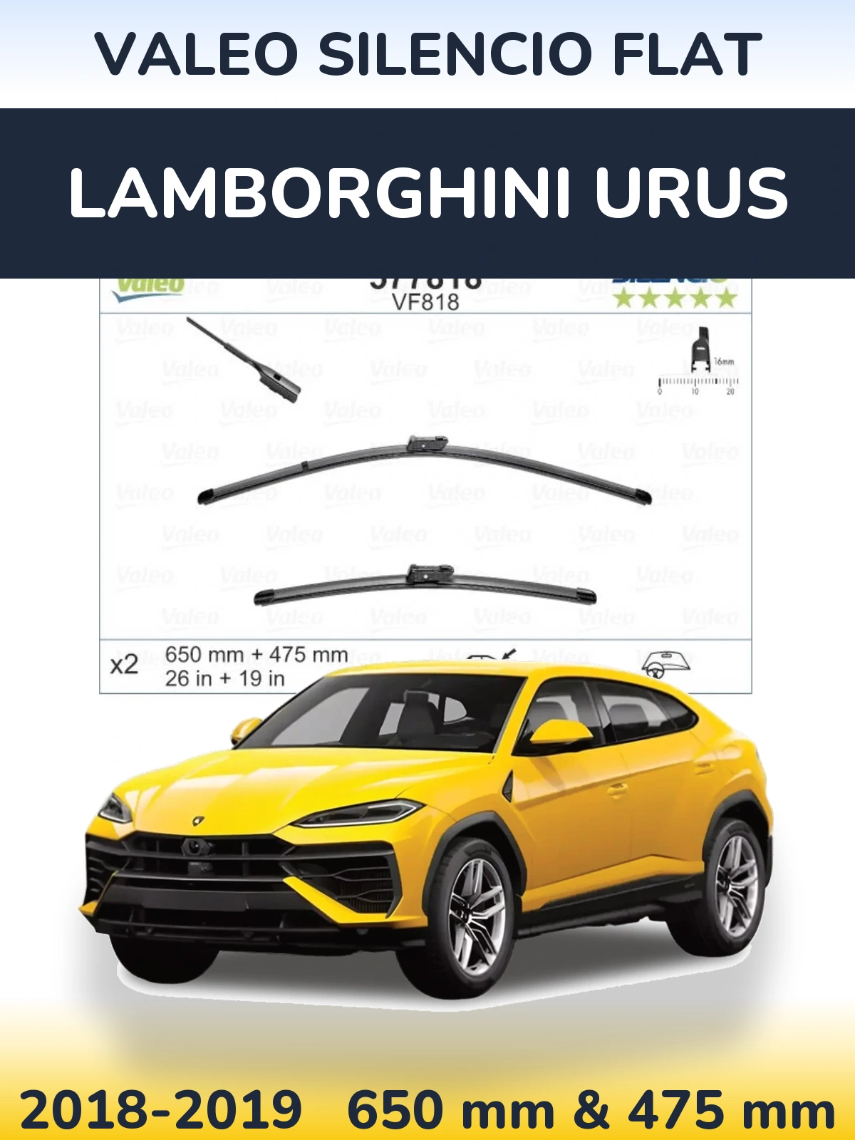 Ștergătoare Valeo Silencio Flat pentru Lamborghini Urus