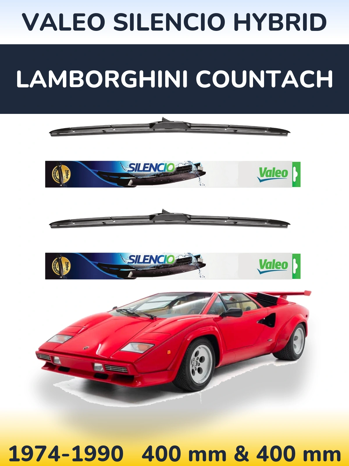 Ștergătoare Valeo Silencio Hybrid pentru Lamborghini Countach