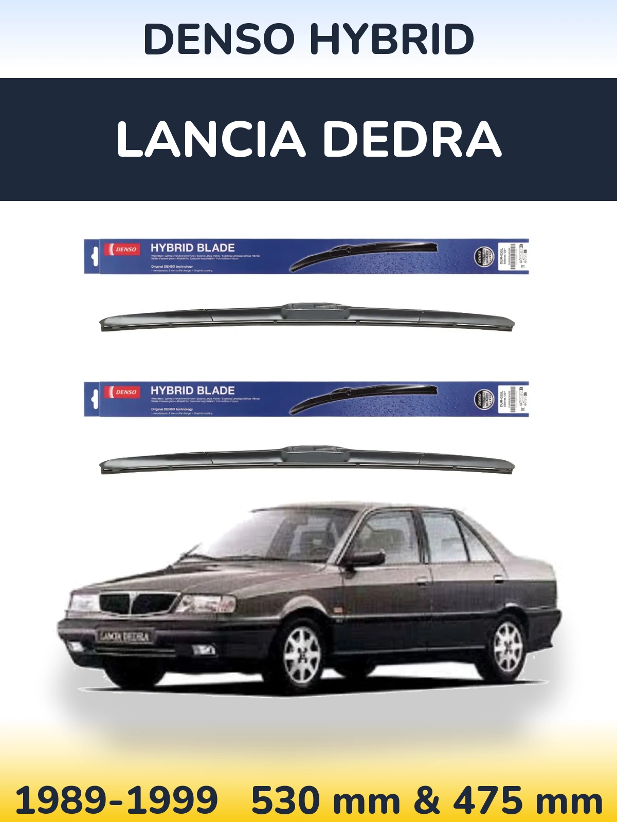 Комплект передних дворников Denso Hybrid 530 & 475 мм для Lancia Dedra 1989-1999