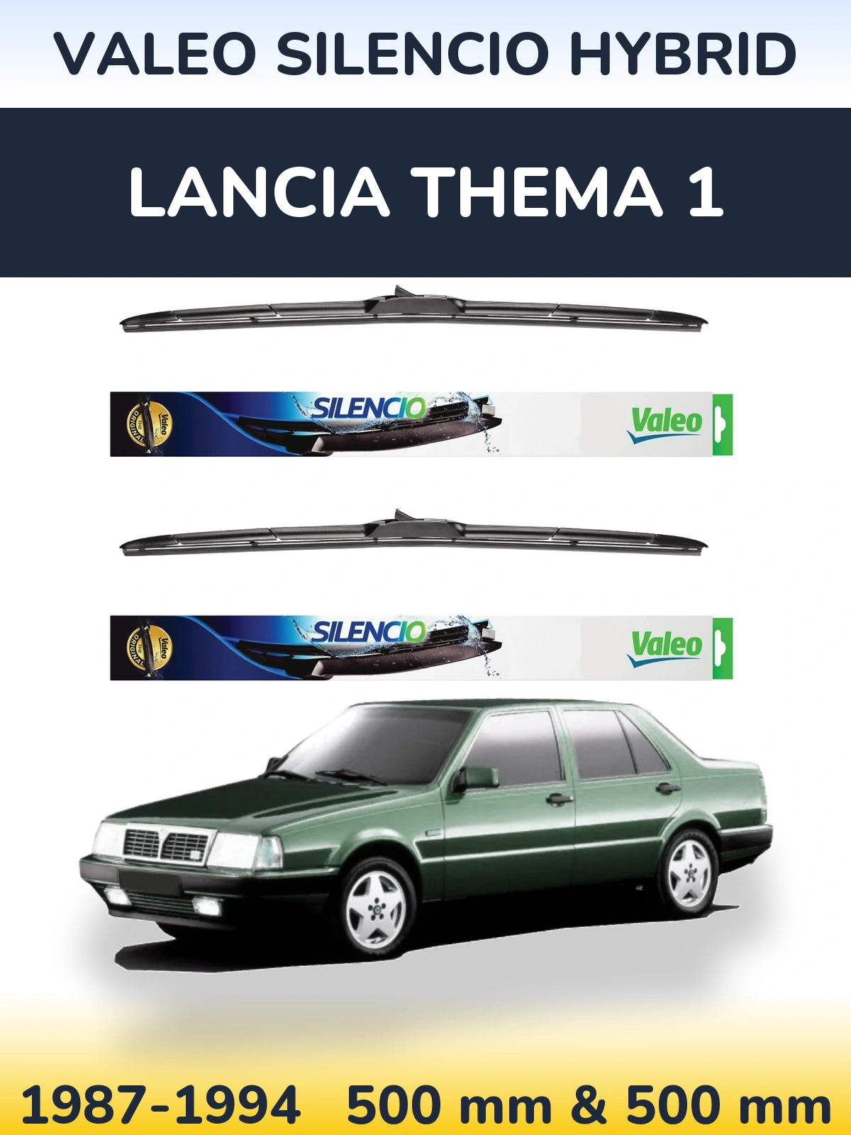 Комплект передних дворников Valeo Silencio Hybrid 500 & 500 мм для Lancia Thema 1 1987-1994