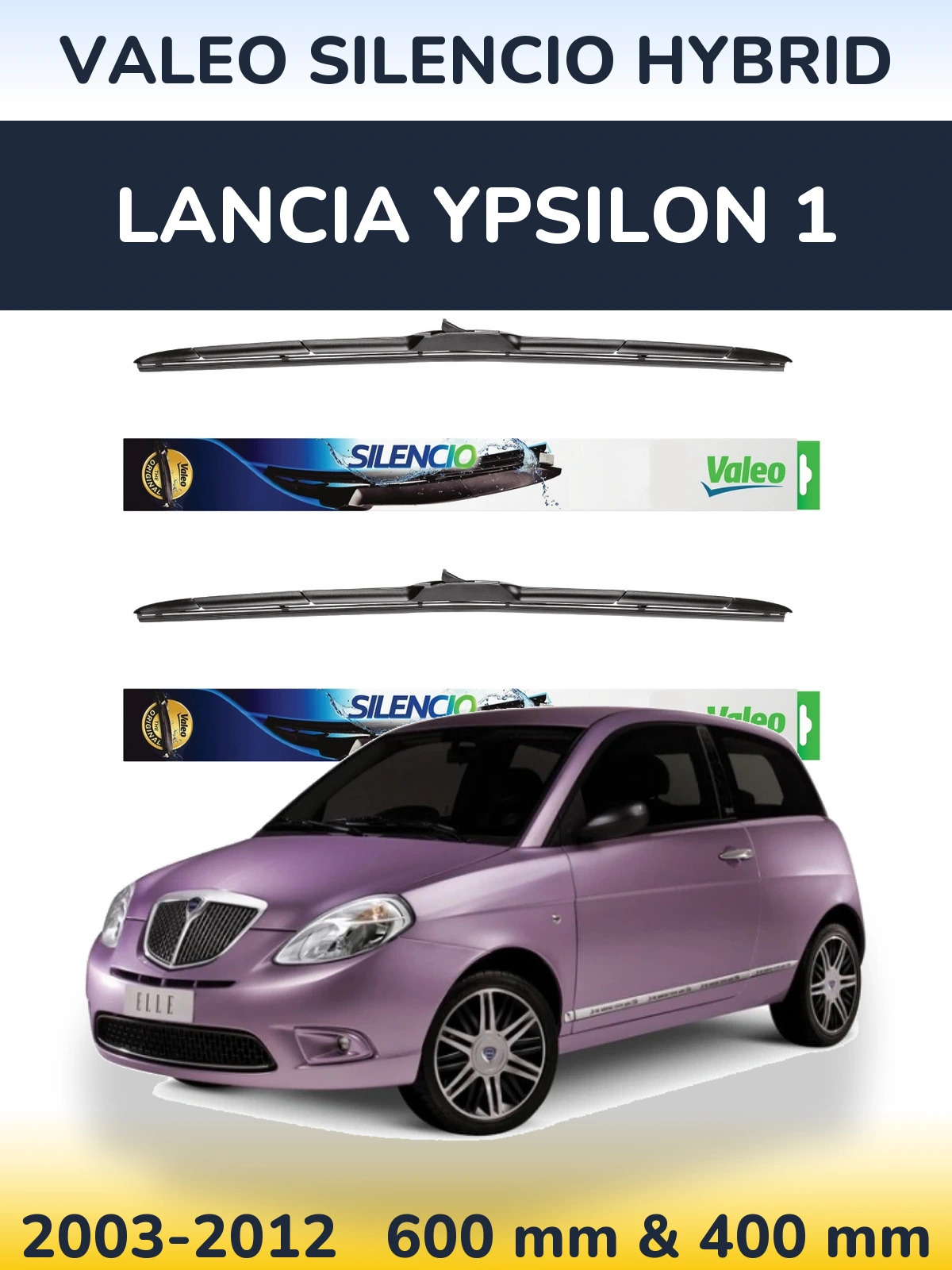 Комплект передних дворников Valeo Silencio Hybrid 600 & 400 мм для Lancia Ypsilon 1 2003-2012