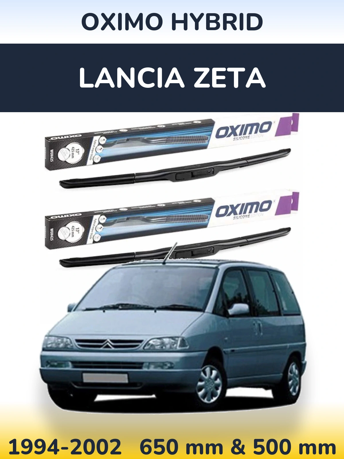 Комплект передних дворников Oximo Hybrid 650 & 500 мм для Lancia Zeta 1994-2002
