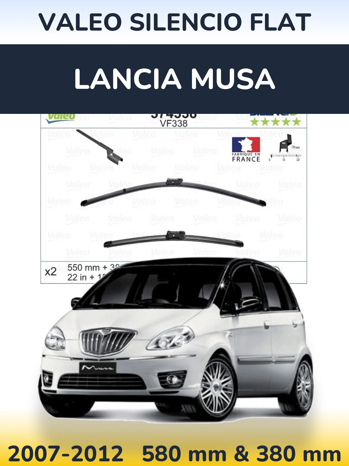 Ștergătoare Valeo Silencio Flat pentru Lancia Musa