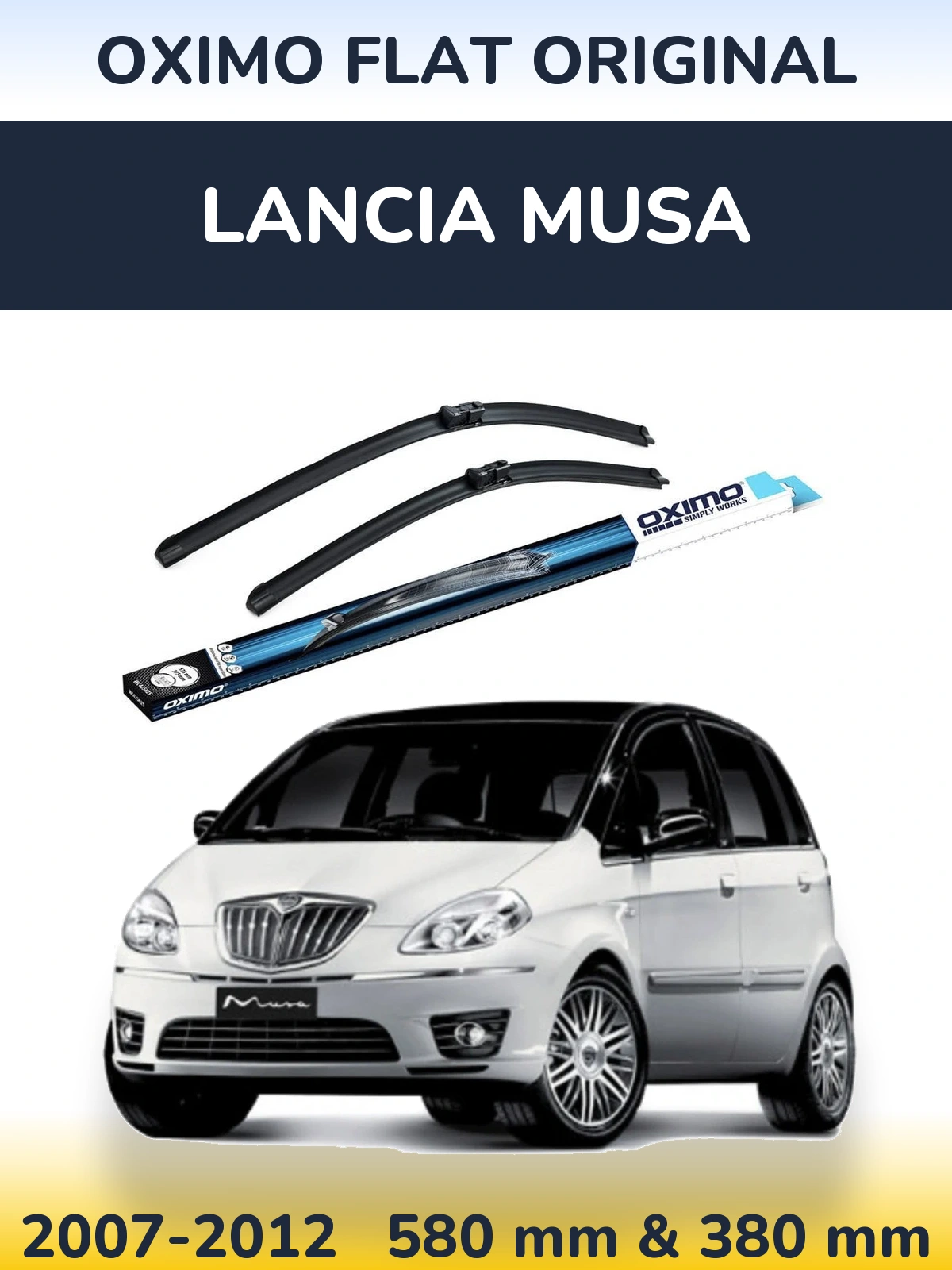 Комплект передних дворников Oximo Flat Original 580 & 380 мм для Lancia Musa 2007-2012
