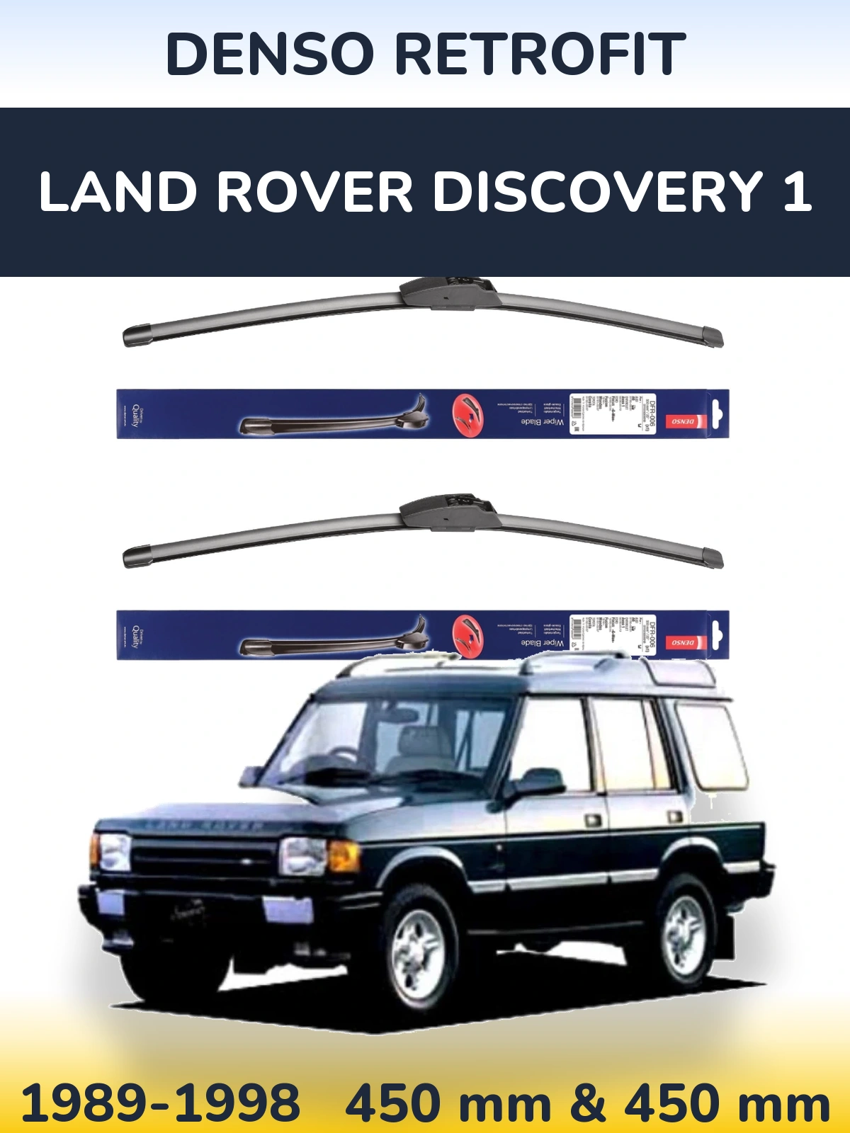 Комплект передних дворников Denso Retrofit 450 & 450 мм для Land Rover Discovery 1 1989-1998