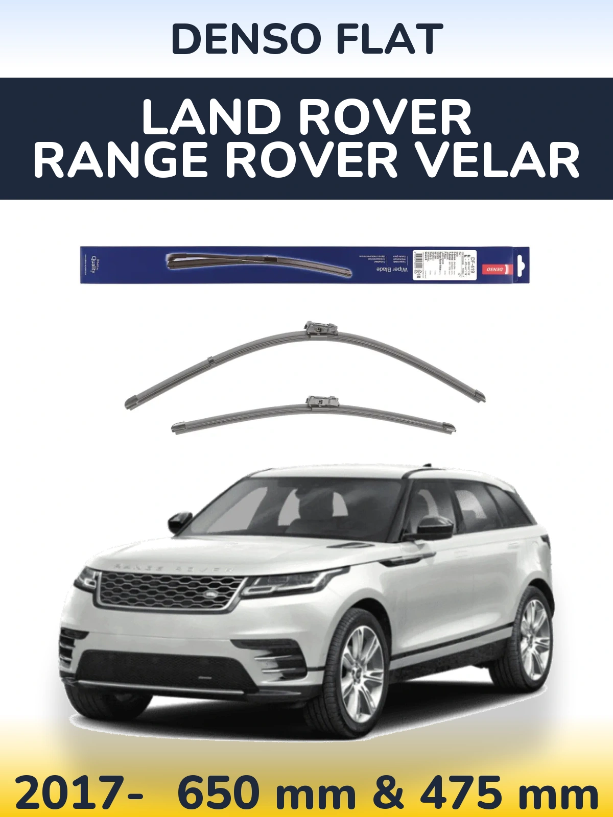 Комплект передних дворников Denso Flat 650 & 475 мм для Land Rover Range Rover Velar 2017-2026