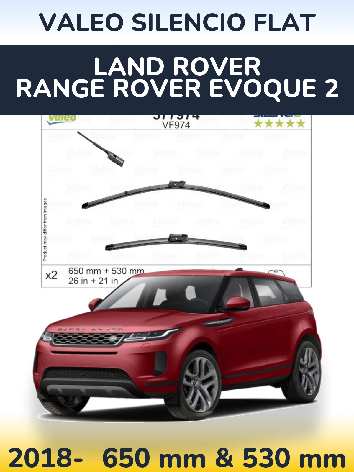 Ștergătoare Valeo Silencio Flat pentru Land Rover Range Rover  Evoque 2