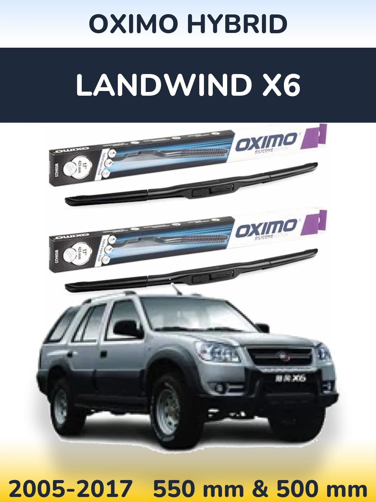Комплект передних дворников Oximo Hybrid 550 & 500 мм для Landwind X6 2005-2017