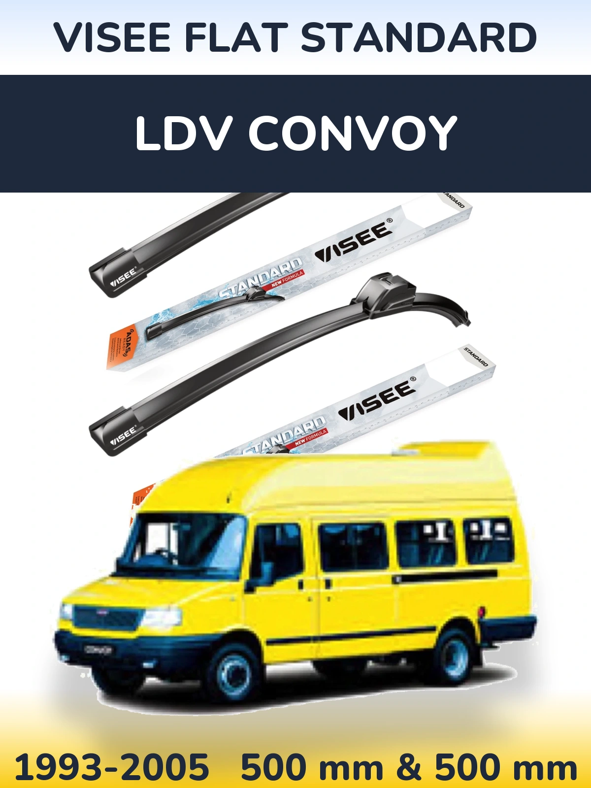 Комплект передних дворников VISEE FLAT STANDARD 500 & 500 мм для LDV Convoy 1993-2005