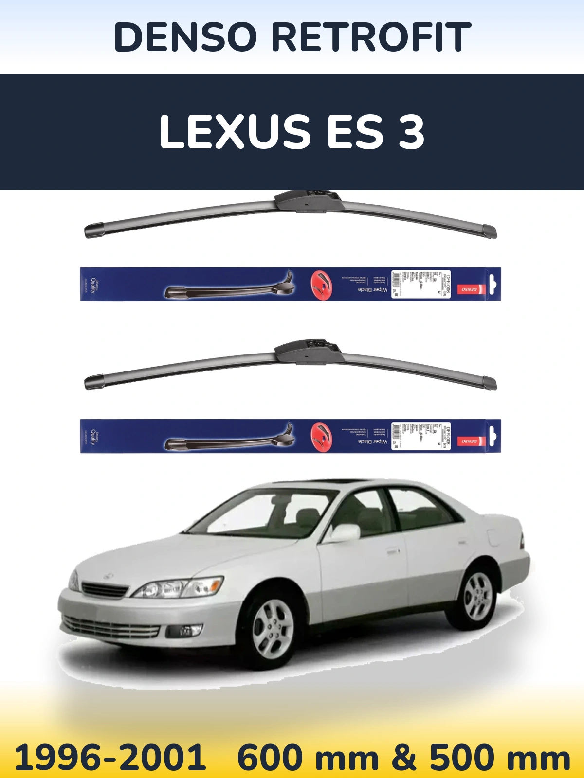 Комплект передніх щіток Denso Retrofit 600 & 500 мм для Lexus ES 3 1996-2001