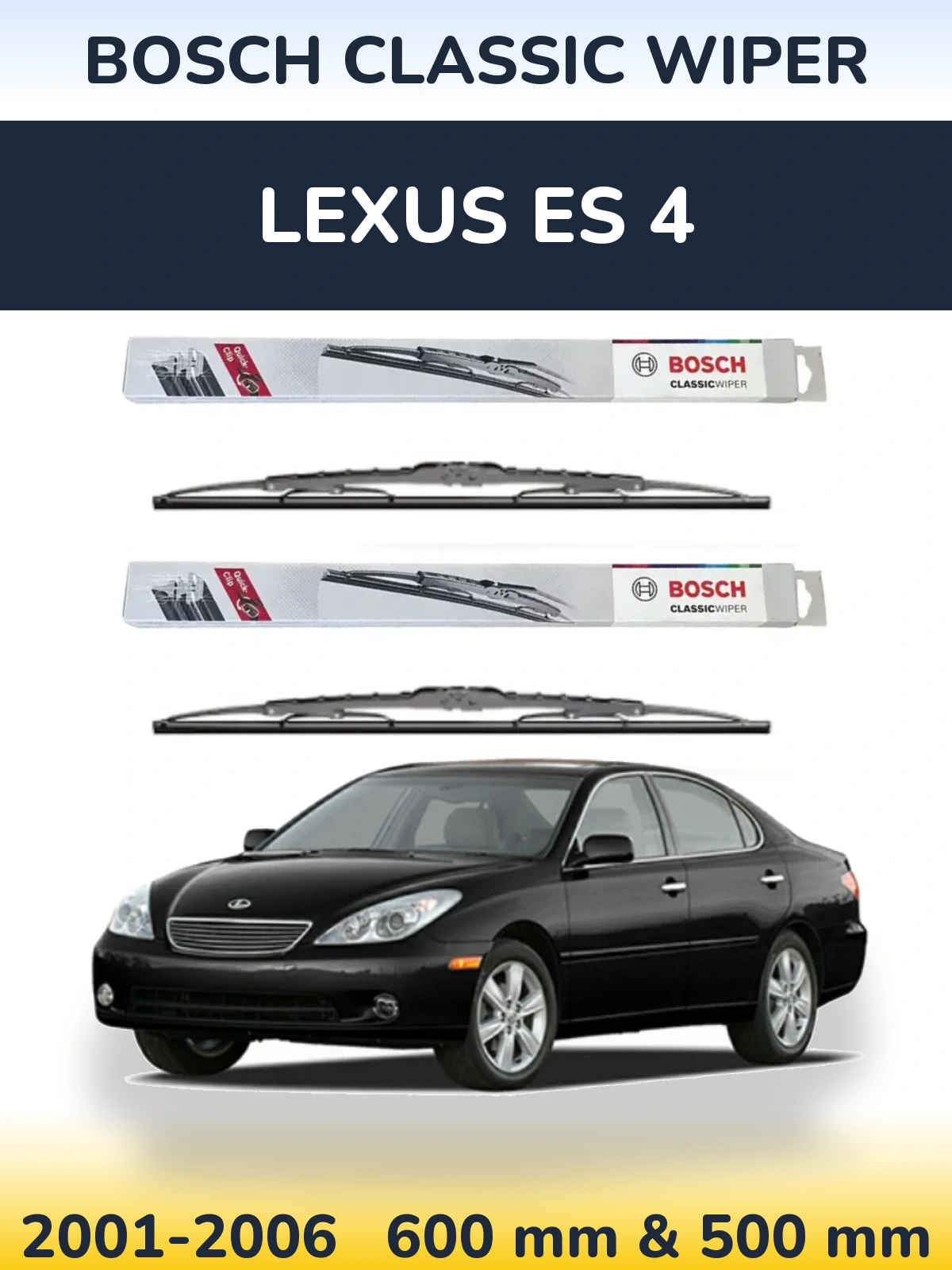 Комплект передніх щіток BOSCH Classic Wiper 600 & 500 мм для Lexus ES 4 2001-2006