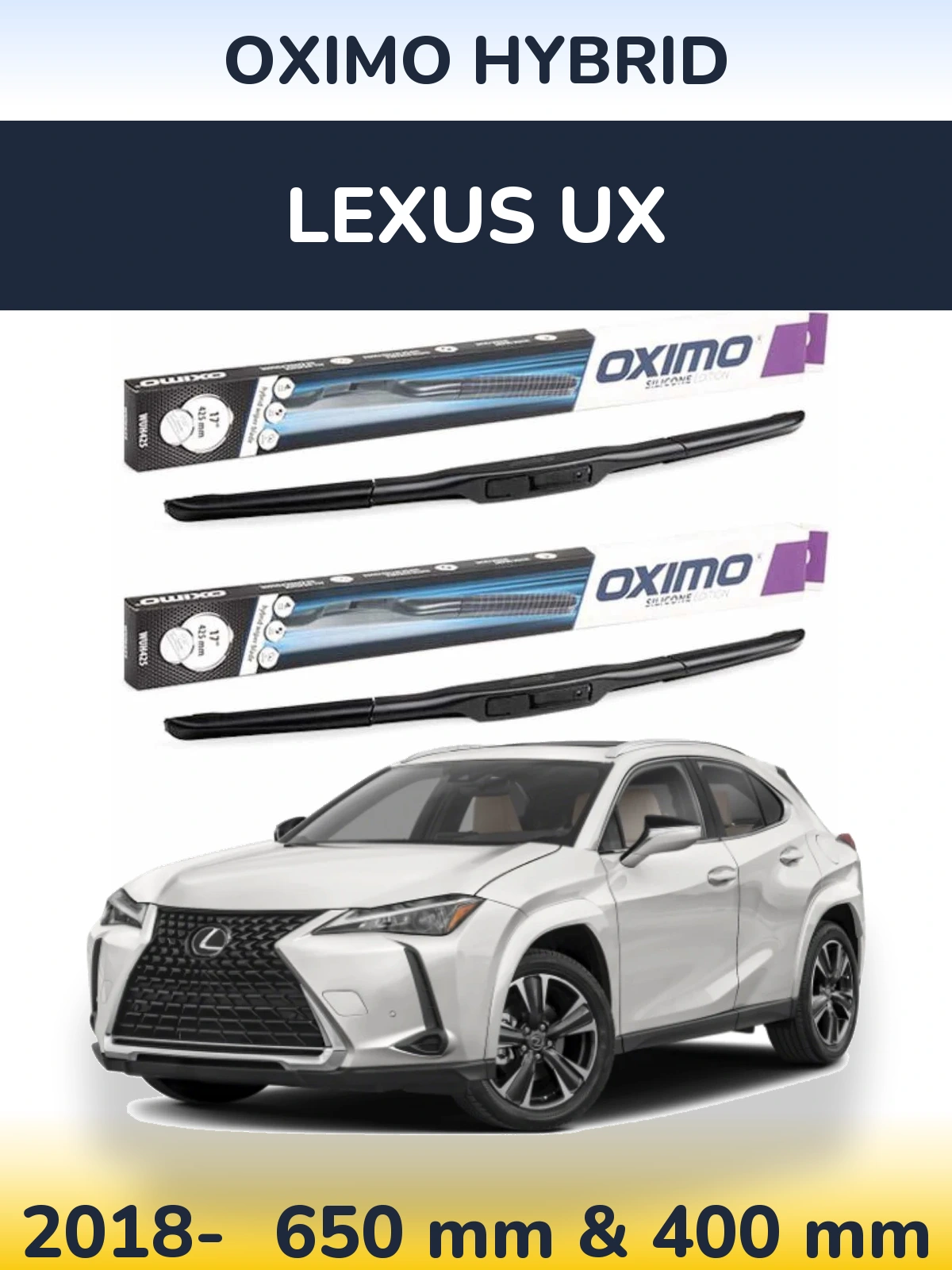 Комплект передних дворников Oximo Hybrid 650 & 400 мм для Lexus UX 2018-2026