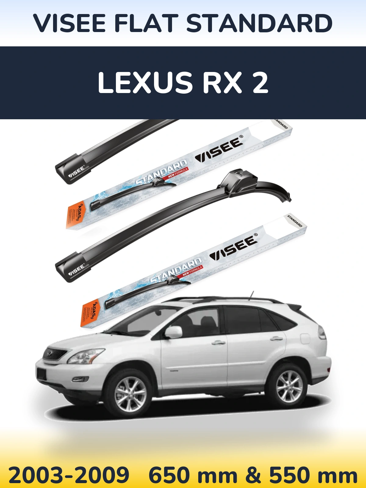 Комплект передних дворников VISEE FLAT STANDARD 650 & 550 мм для Lexus RX 2 2003-2009