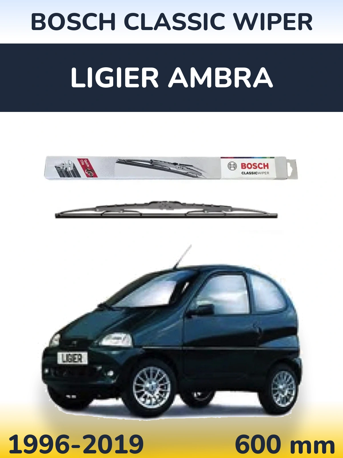 Передний дворник BOSCH Classic Wiper 600 мм для Ligier Ambra 1996-2019