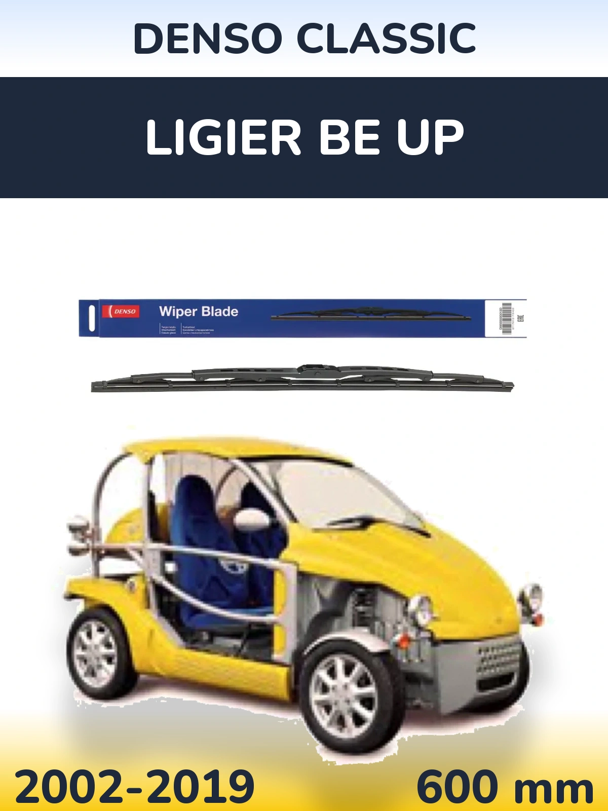 Передний дворник Denso Classic 600 мм для Ligier Be Up 2002-2019