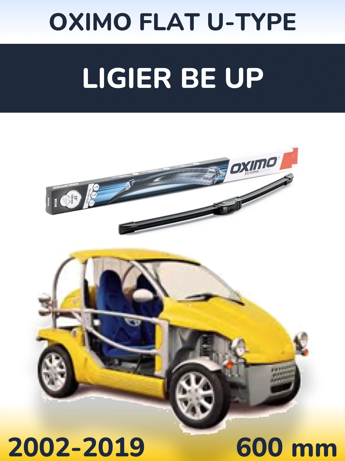 Передний дворник Oximo Flat U-type 600 мм для Ligier Be Up 2002-2019