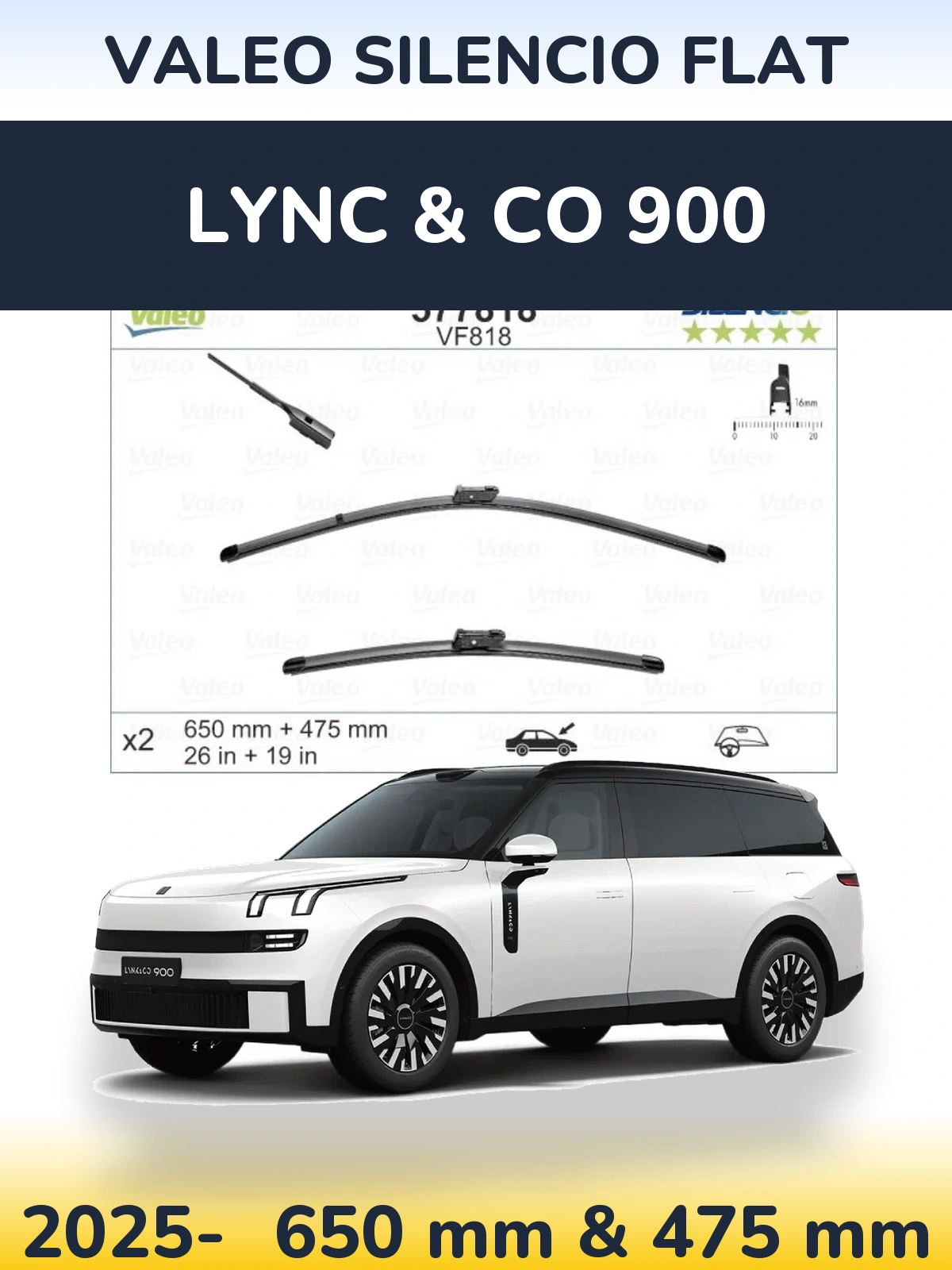 Ștergătoare Valeo Silencio Flat pentru Lync & Co 900