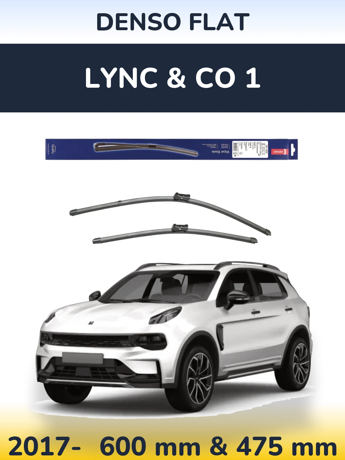 Комплект передних дворников Denso Flat 600 & 475 мм для Lync & Co 1 2017-2026