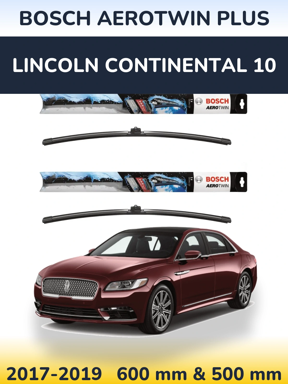 Комплект передних дворников BOSCH AeroTwin Plus 600 & 500 мм для Lincoln Continental 10 2017-2019