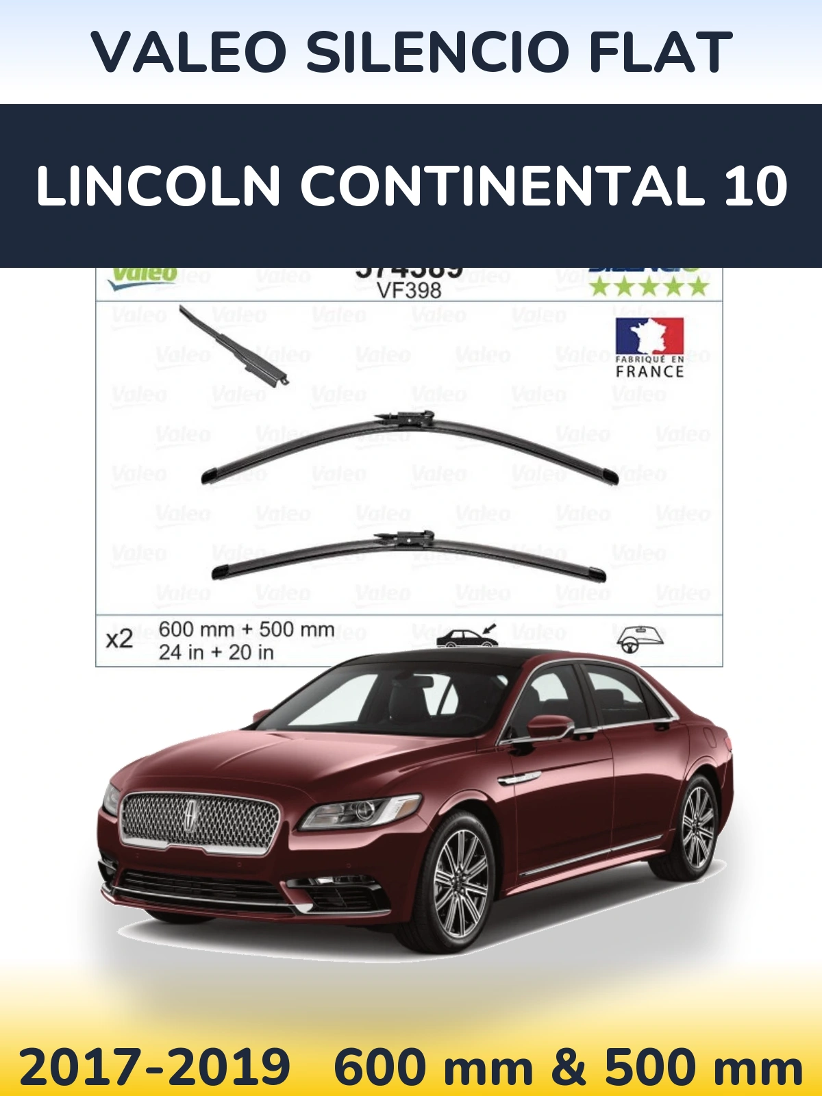 Ștergătoare Valeo Silencio Flat pentru Lincoln Continental 10