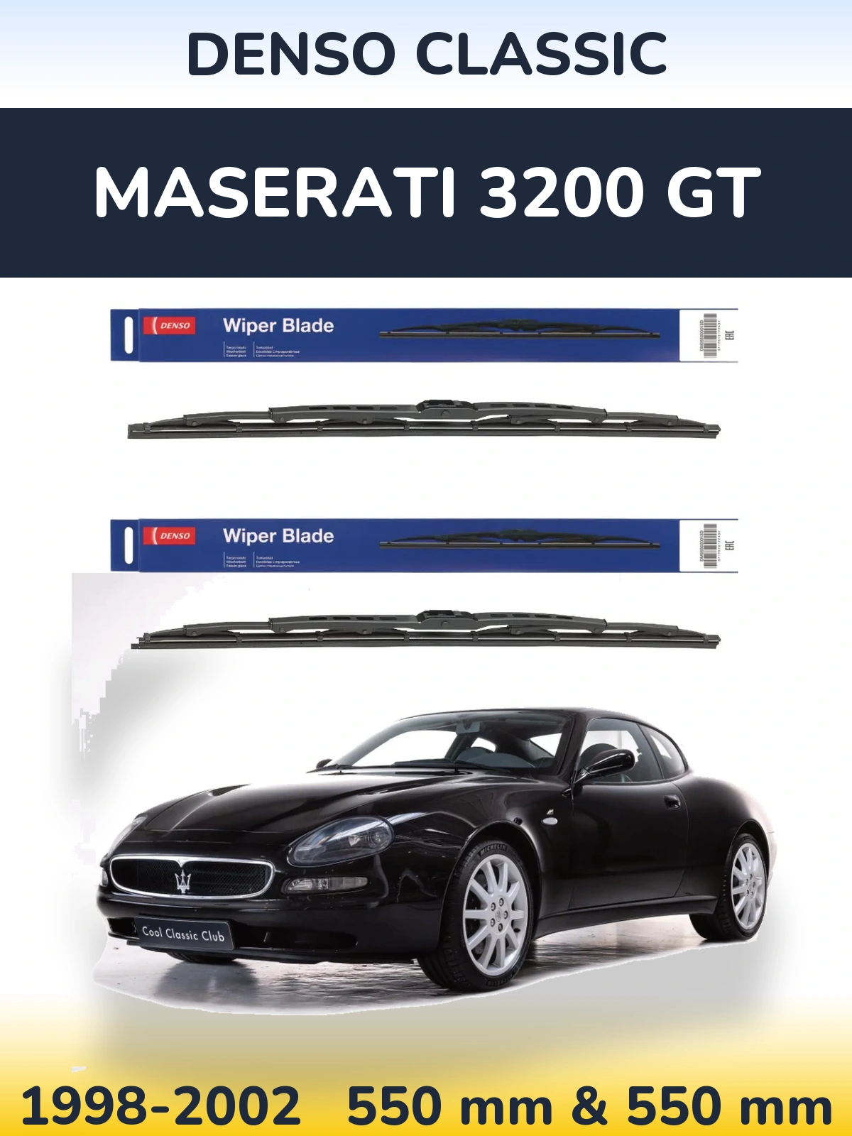 Комплект передних дворников Denso Classic 550 & 550 мм для Maserati 3200 GT 1998-2002