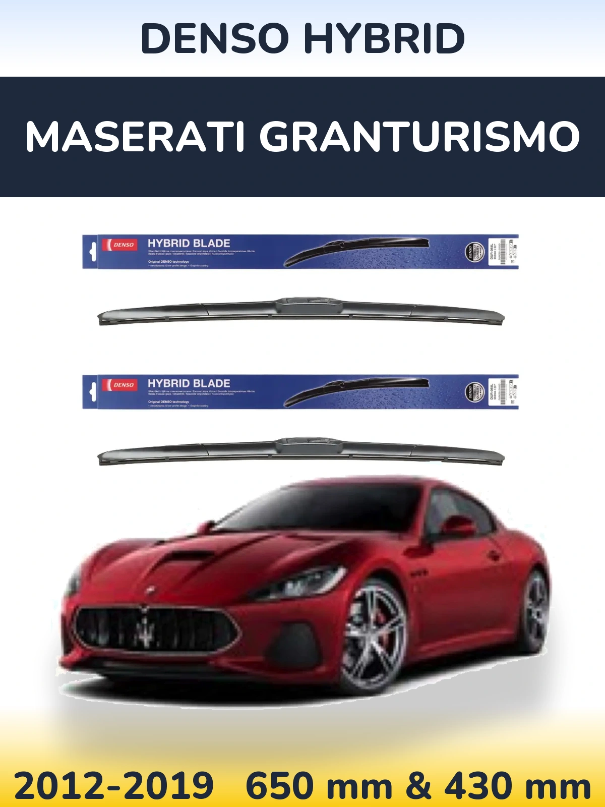 Комплект передних дворников Denso Hybrid 650 & 430 мм для Maserati GranTurismo 2012-2019