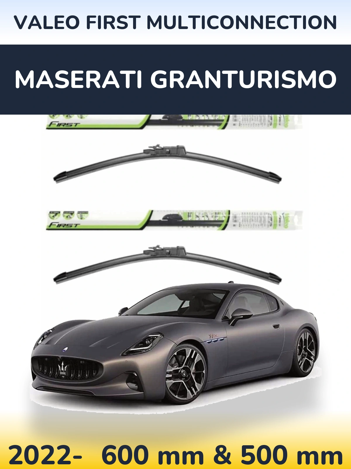 Комплект передних дворников Valeo First MultiConnection 600 & 500 мм для Maserati GranTurismo 2022-2026