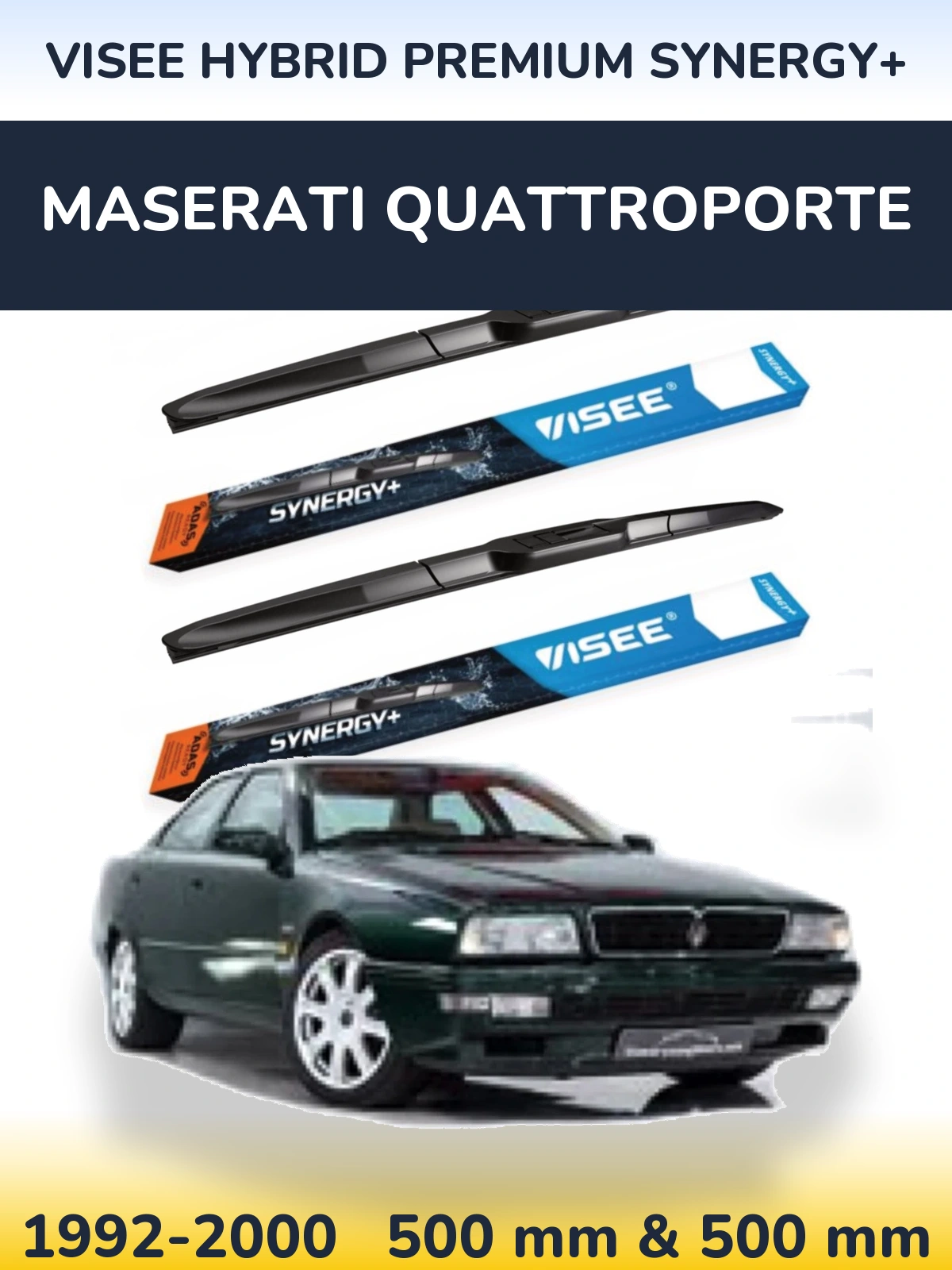 Комплект передних дворников VISEE HYBRID PREMIUM SYNERGY+ 500 & 500 мм для Maserati Quattroporte 1992-2000