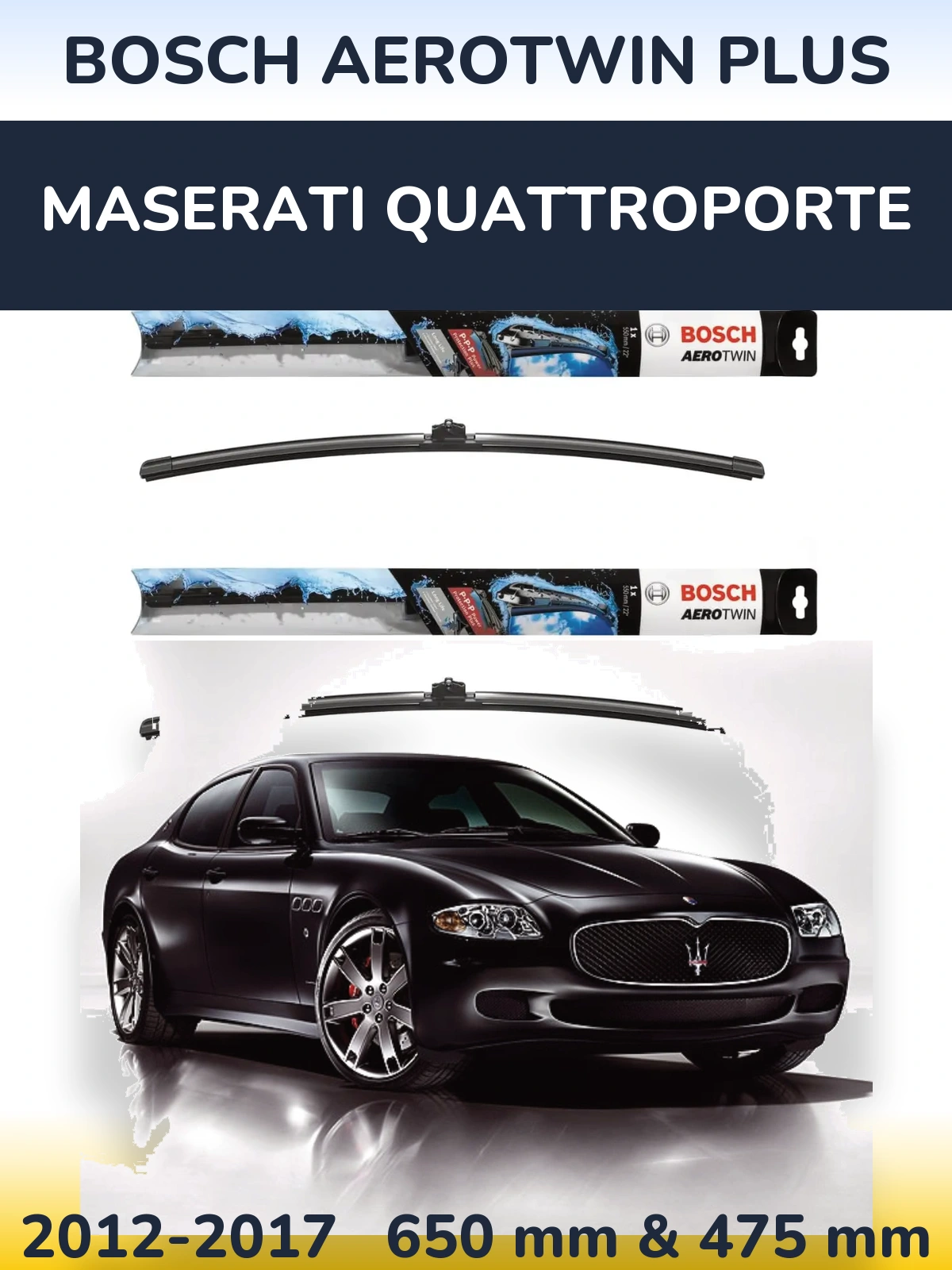 Комплект передних дворников BOSCH AeroTwin Plus 650 & 475 мм для Maserati Quattroporte 2012-2017