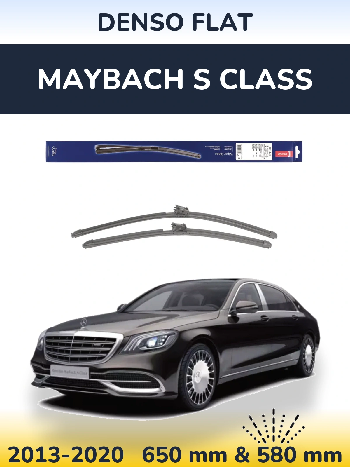 Комплект передних дворников Denso Flat 650 & 580 мм для Maybach S Class 2013-2020