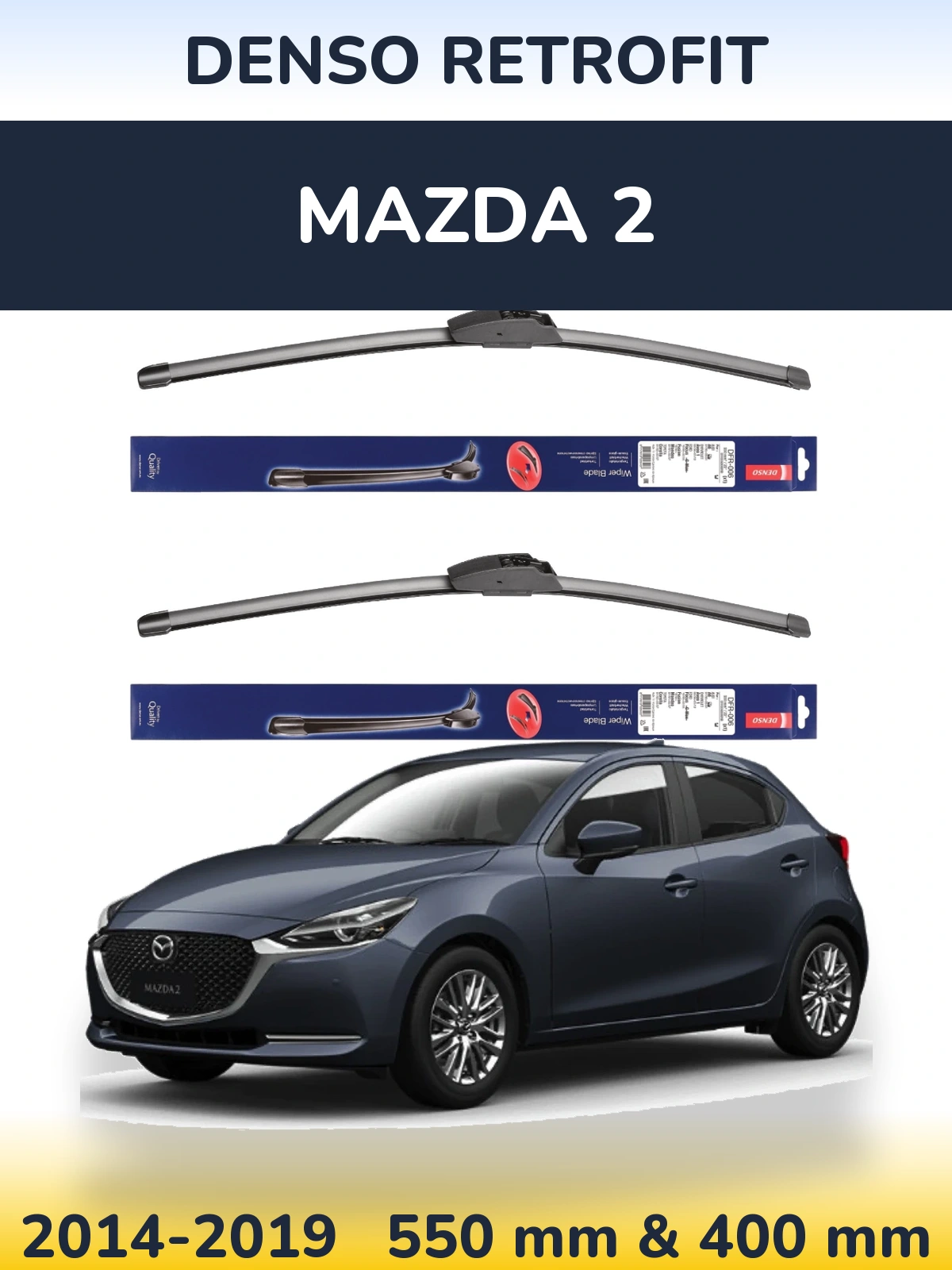 Комплект передніх щіток Denso Retrofit 550 & 400 мм для Mazda 2 2014-2019