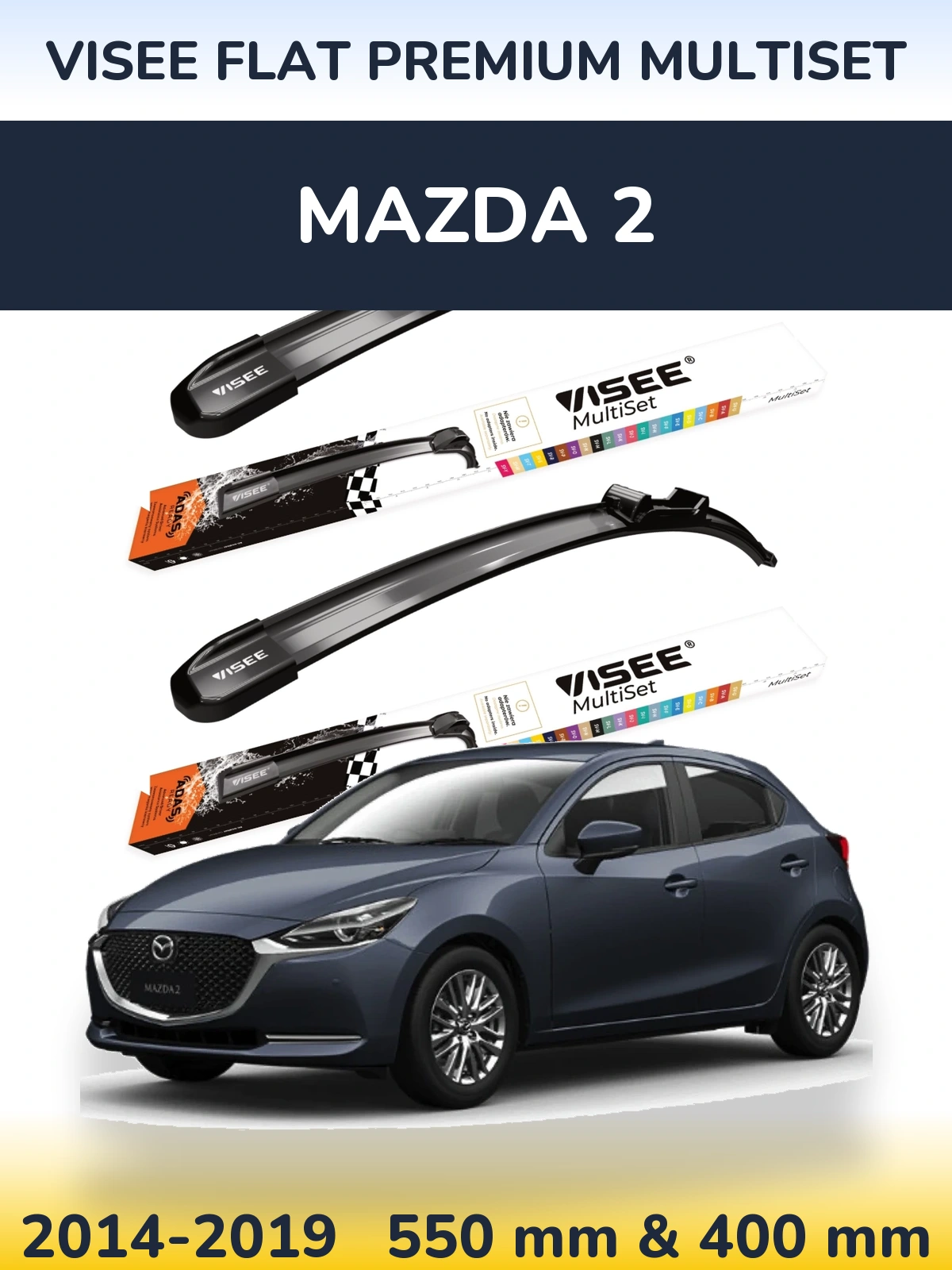 Ștergătoare VISEE FLAT PREMIUM MultiSet pentru Mazda 2