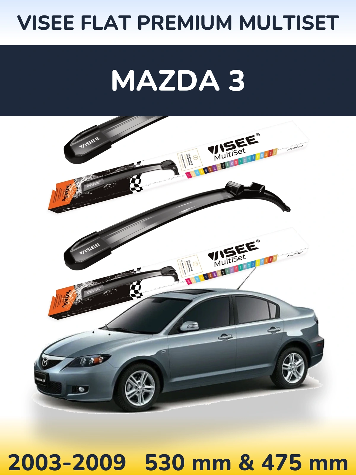 Ștergătoare VISEE FLAT PREMIUM MultiSet pentru Mazda 3