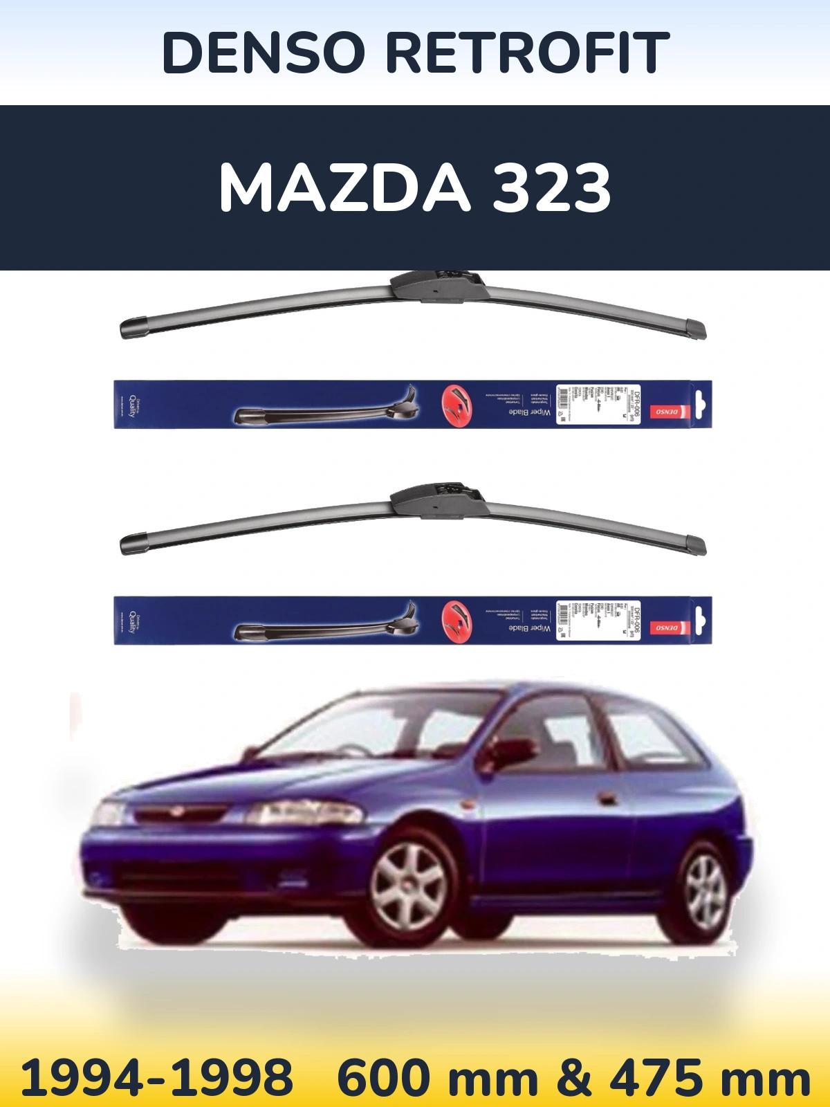 Комплект передних дворников Denso Retrofit 600 & 475 мм для Mazda 323 1994-1998