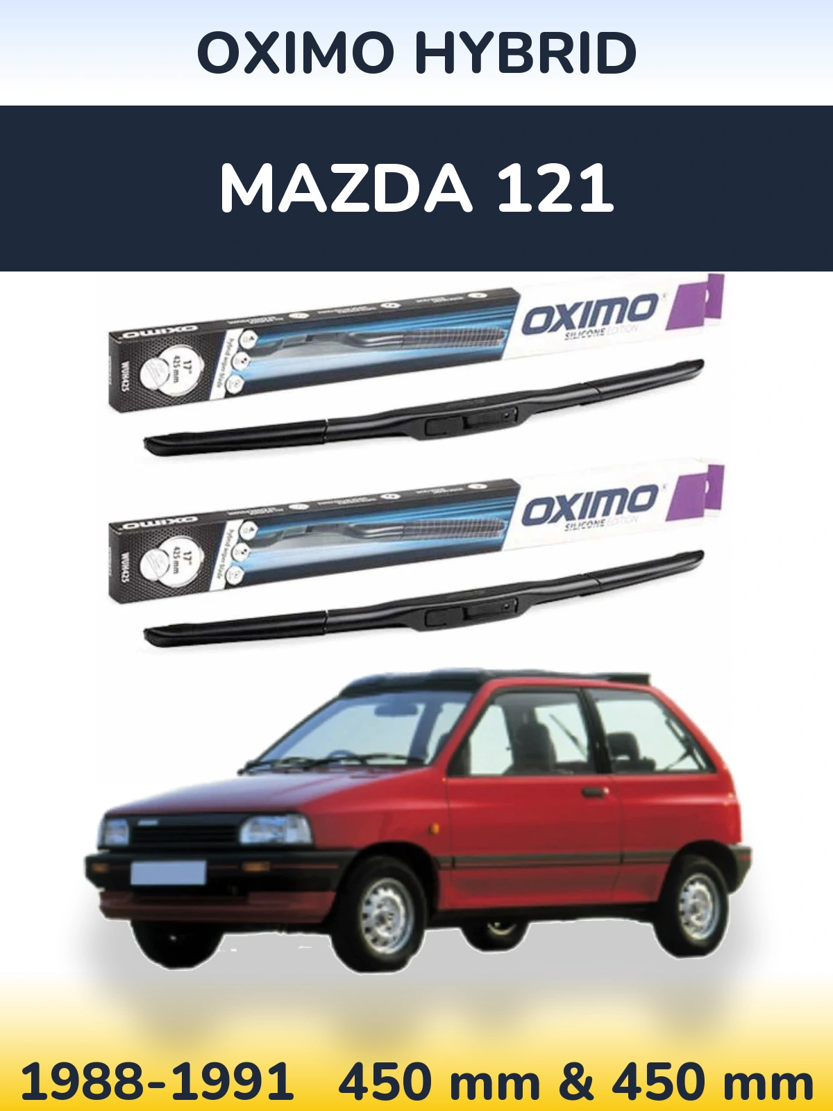 Комплект передних дворников Oximo Hybrid 450 & 450 мм для Mazda 121 1988-1991
