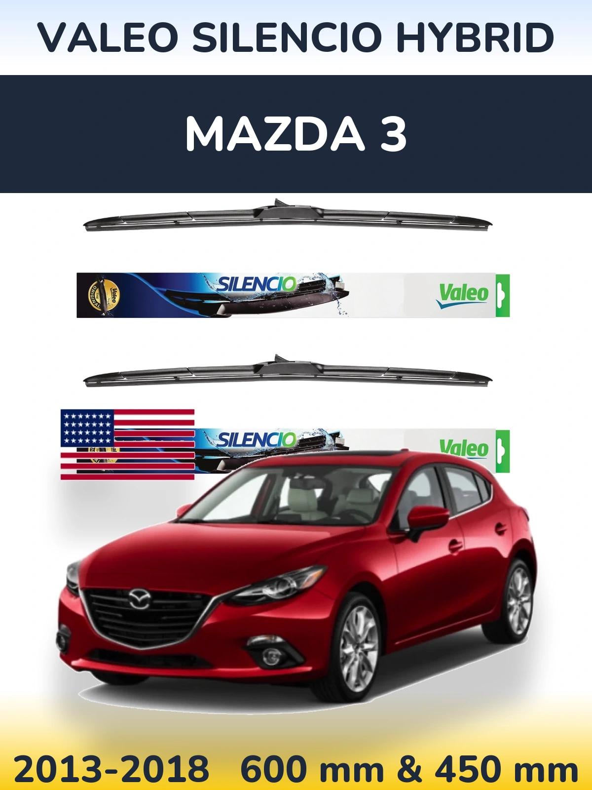 Ștergătoare Valeo Silencio Hybrid pentru Mazda 3