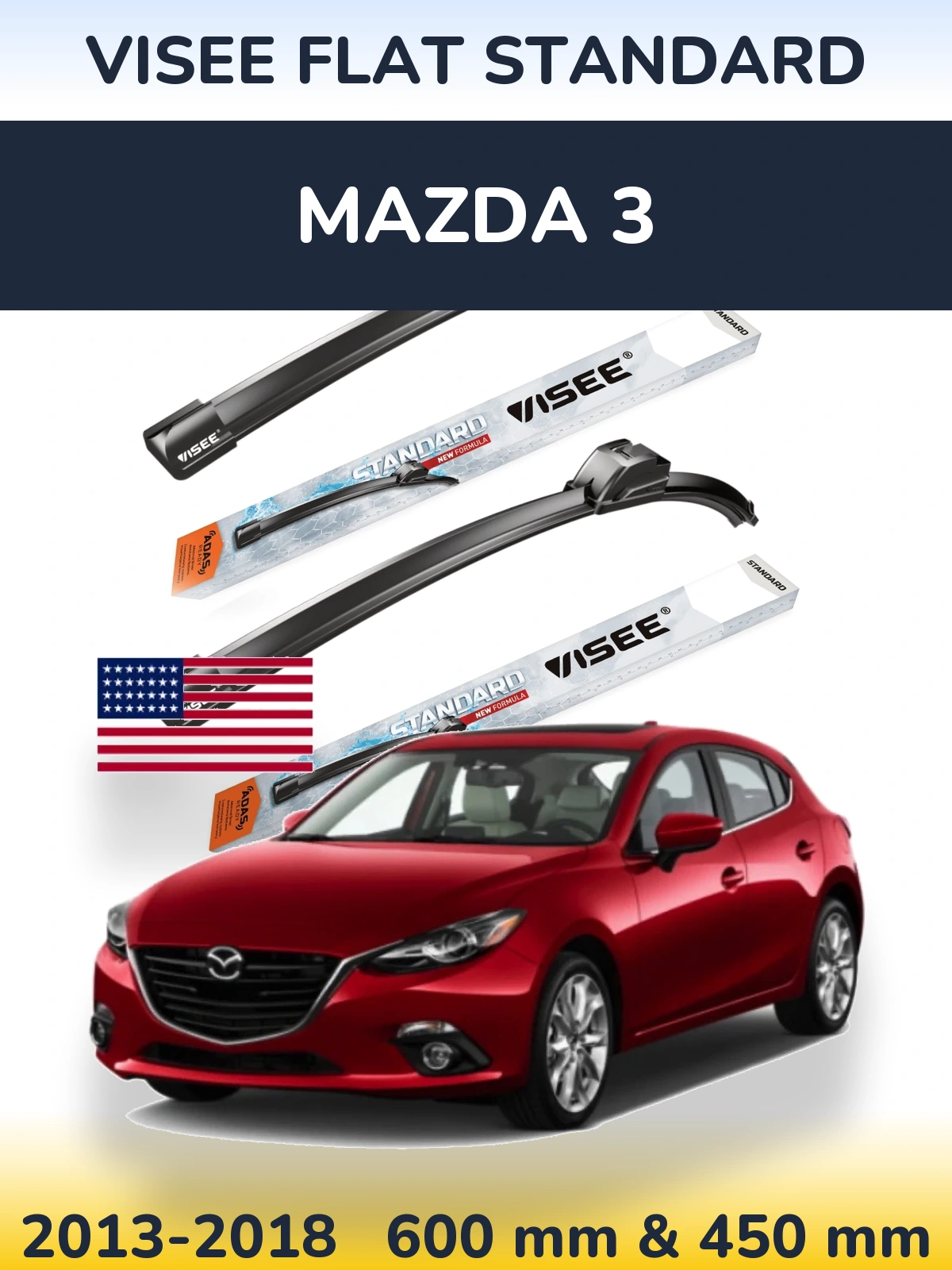 Ștergătoare VISEE FLAT STANDARD pentru Mazda 3