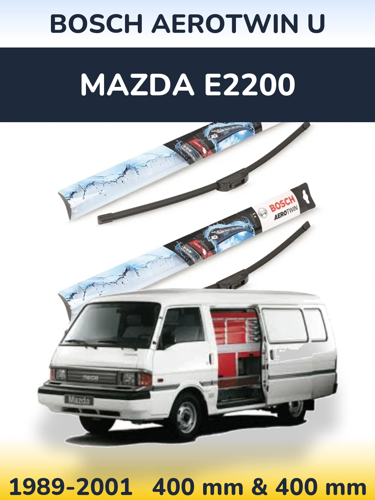 Комплект передніх щіток BOSCH AeroTwin U 400 & 400 мм для Mazda E2200 1989-2001