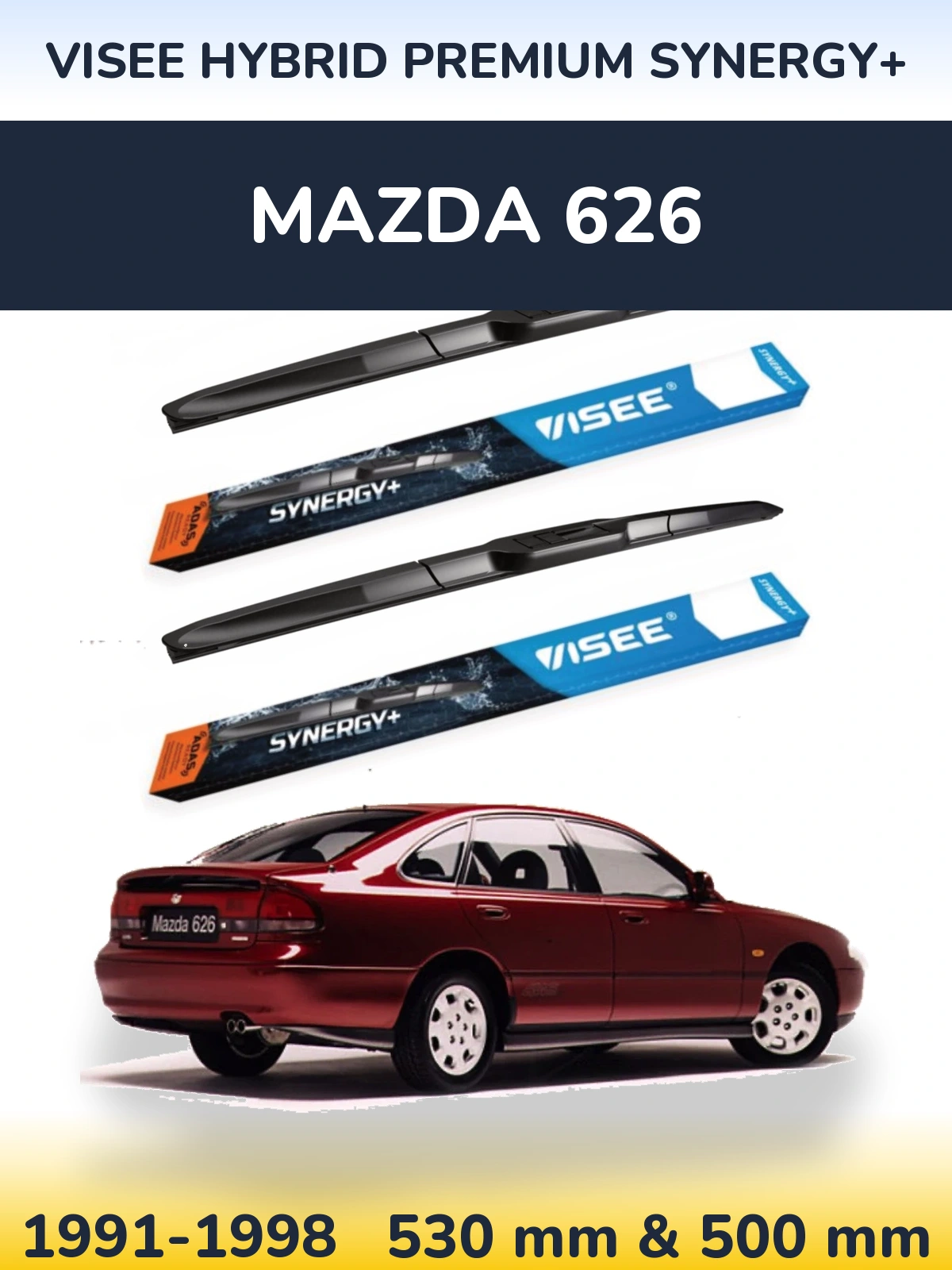 Комплект передніх щіток VISEE HYBRID PREMIUM SYNERGY+ 530 & 500 мм для Mazda 626 1991-1998