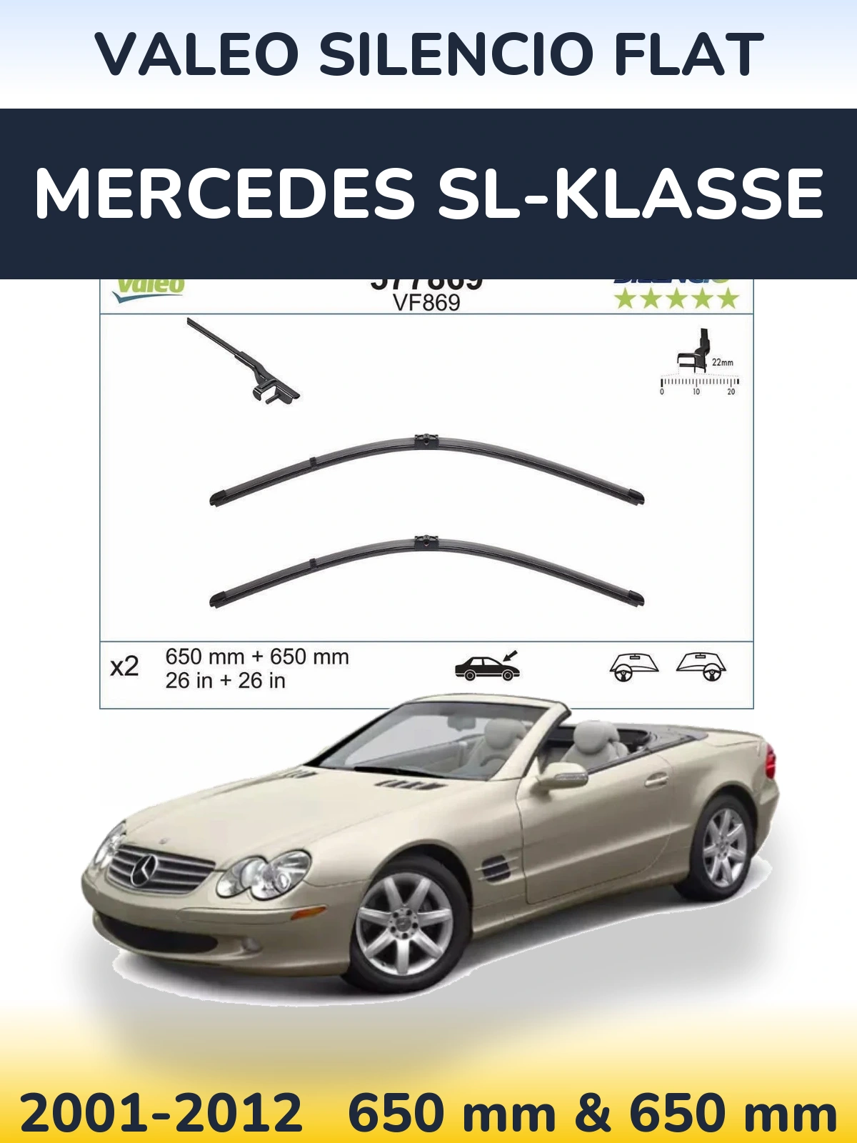 Ștergătoare Valeo Silencio Flat pentru Mercedes SL-Klasse
