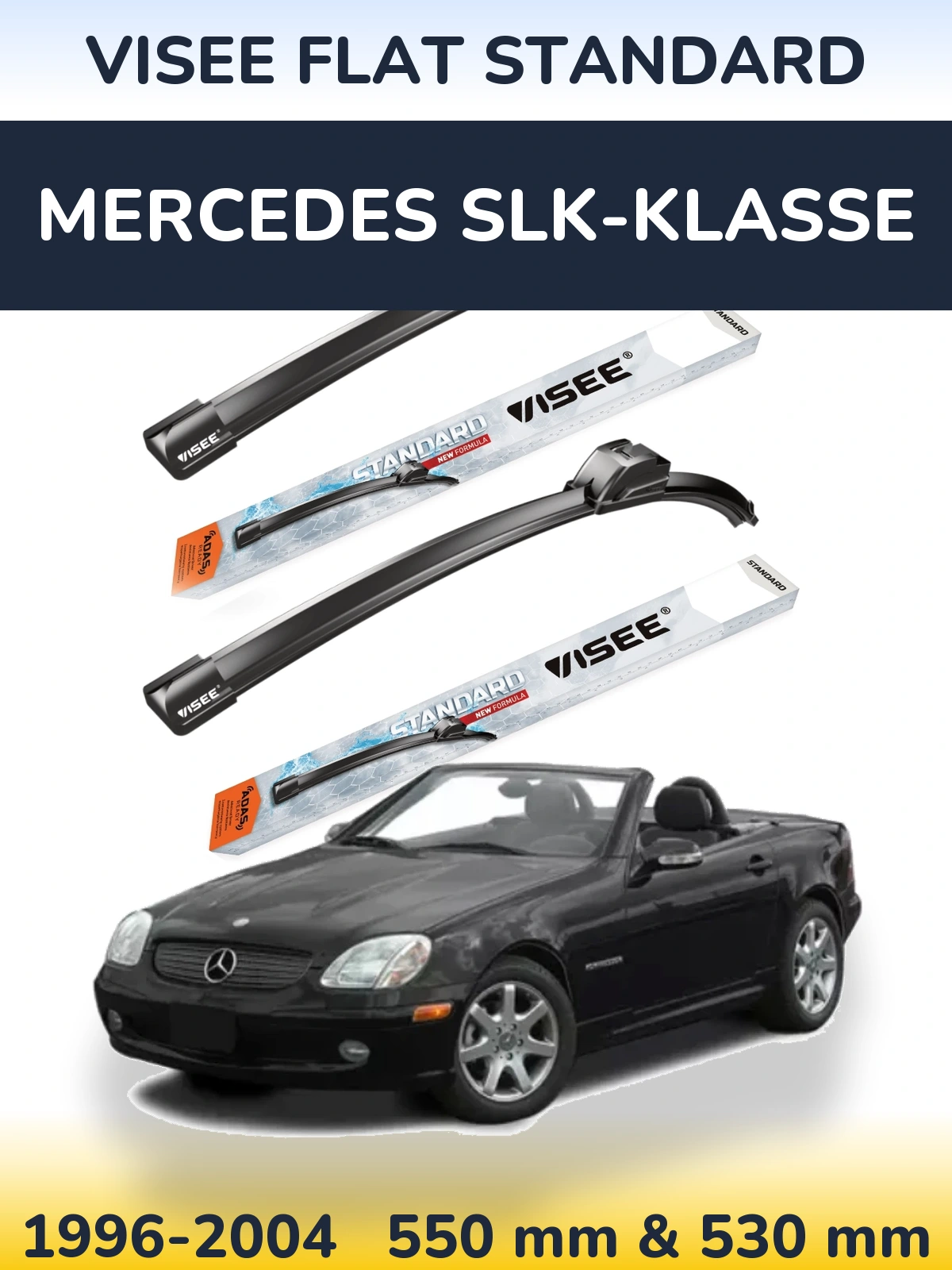 Комплект передних дворников VISEE FLAT STANDARD 550 & 530 мм для Mercedes SLK-Klasse 1996-2004