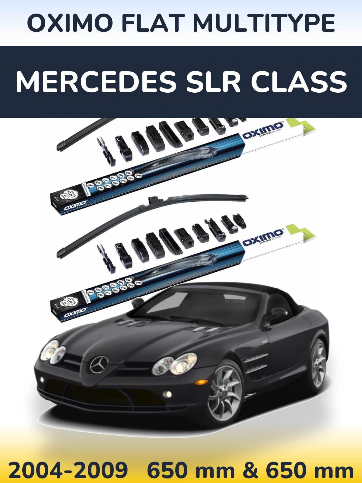 Комплект передних дворников Oximo Flat MultiТипe 650 & 650 мм для Mercedes SLR Class 2004-2009