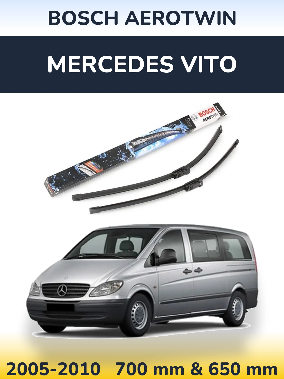 Комплект передних дворников BOSCH AeroTwin 700 & 650 мм для Mercedes Vito 2005-2010